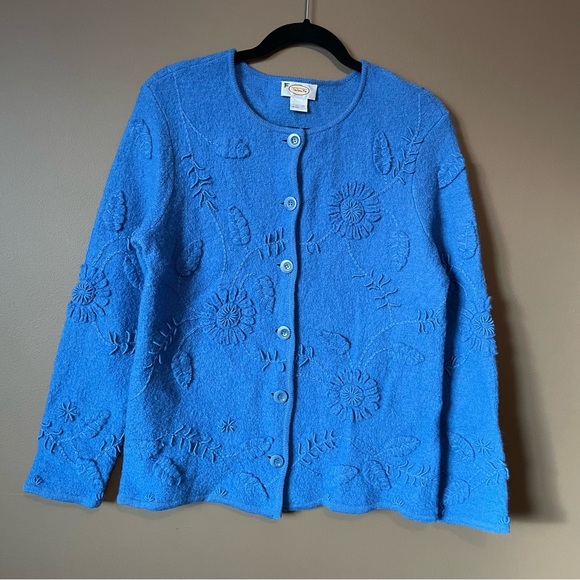 EUC Talbots Women's 100% Wool Cardigan Blue Colour Size Medium - Picture 10 of 10